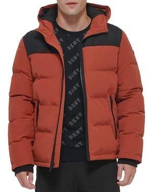 DKNY Classic Fit Logo Hooded Puffer Jacket - Black