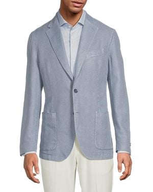 Lubiam Herringbone Linen Modern-Fit Blazer - Blue