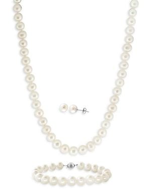 Saks Fifth Avenue 3-Piece Sterling & Freshwater Pearl Jewellery Set - White