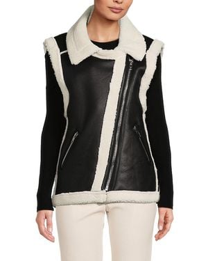 Susana Monaco Faux Shearling Trim Vest - Black