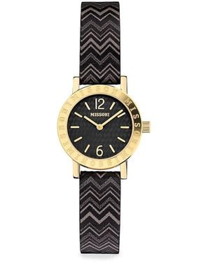 Missoni Estate 27mm Stainless Steel & Leather Strap Watch - Metallic