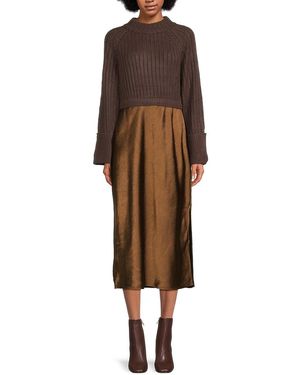 Design History Bea 2-in-1 Midi Jumper Dress - Brown