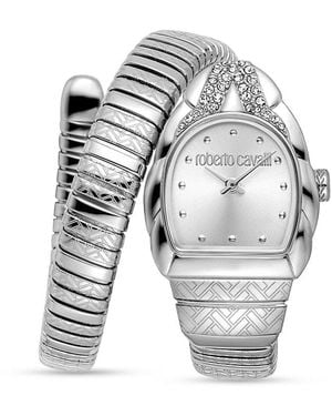 Roberto Cavalli Aurora Stainless Steel & Crystal Coil Wrap Watch/24Mm - White