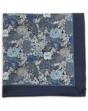 Robert Graham Floral Paisley Silk Pocket Square - Blue