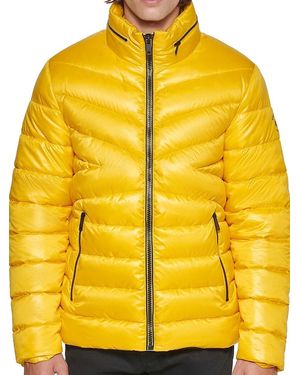 Kenneth Cole Quilted Zip Up Jacket - Blue
