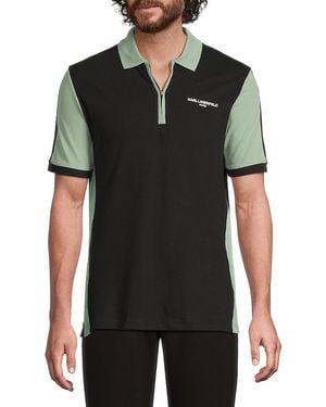 Karl Lagerfeld Colourblock Logo Polo - Black