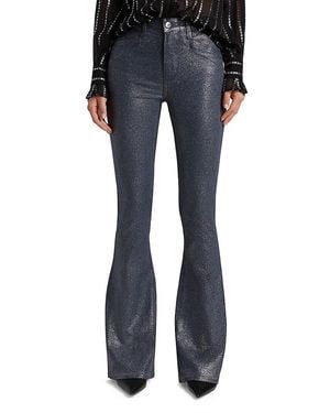 PAIGE Lou Lou Shimmer High-Rise Stretch Flare Trousers - Blue
