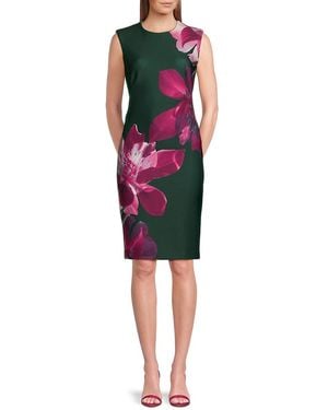 Calvin Klein Floral-Print Sleeveless Sheath Dress - Red