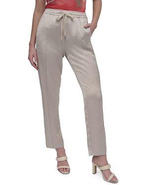 DKNY Pull On Tuxedo-Stripe Straight-Leg Woven Pants - Grey