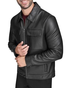 Cole Haan Bonded Leather Blend Jacket - Black