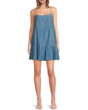 Velvet By Graham & Spencer Suzie Tiered Cotton & Silk A-Line Minidress - Blue