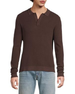 Onia Long-Sleeve Cotton Polo Shirt - Brown