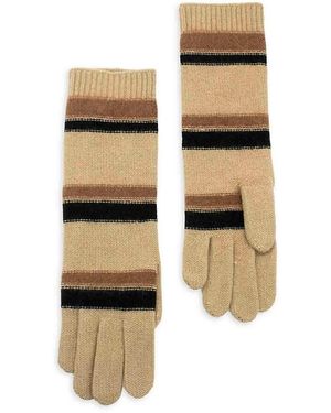 Portolano Cashmere Striped Gloves - White