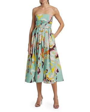 A.L.C. A. L.c. Tate Printed Strapless Midi-dress - Green