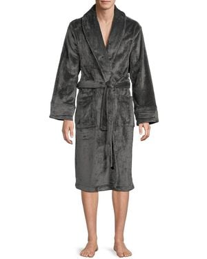 Saks Fifth Avenue Belted Velvet Robe - Grey