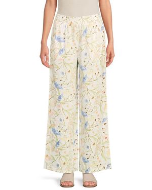 Saks Fifth Avenue 100% Linen Wide-Leg Trousers - Multicolour