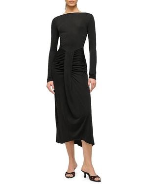 STAUD Gres Draped Midi-Dress - Black