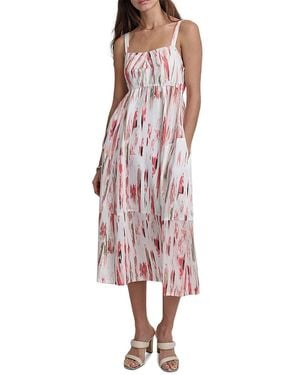 DKNY Printed Panelled Midi-Dress - Pink