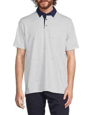 Greyson Wind & Water Striped Polo - White