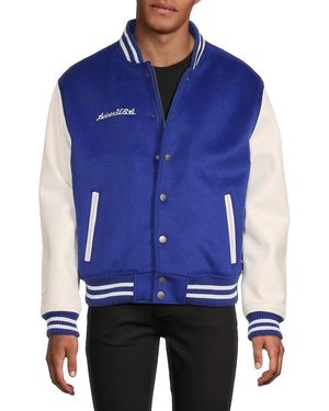 Avirex Leather Sleeve Varsity Jacket - Grey