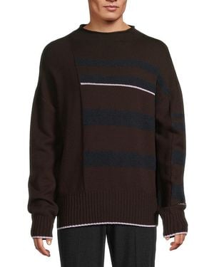 Lanvin Striped Wool-Blend Sweater - Black