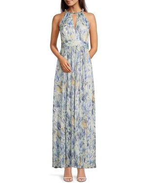 Eliza J Chiffon Floral Gown - Blue