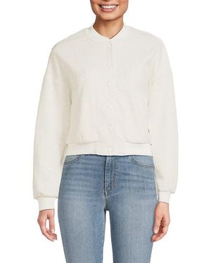 Lea & Viola Drop Shoulder Bomber Jacket - White