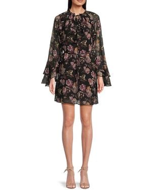 Sam Edelman Floral Ruffle Minidress - Black
