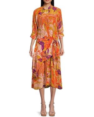 FARM Rio Print Tassel Midi Dress - Orange