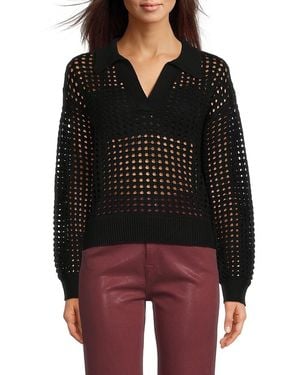 French Connection Manda Pointelle Drop Shoulder Knit Jumper - Black