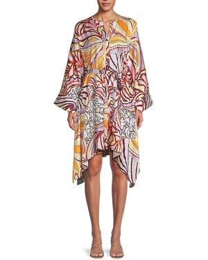 Emanuel Ungaro Zayna Floral Satin Belted Midi-Dress - Red