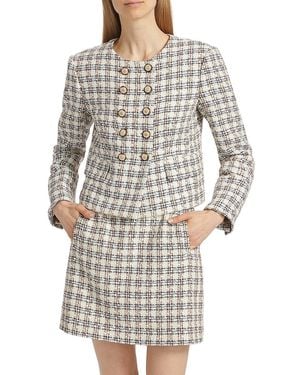 Veronica Beard Bentley Check Tweed Crop Jacket - Grey