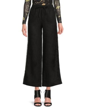 Saks Fifth Avenue 100% Linen Sequin-Side Drawstring Pants - Black