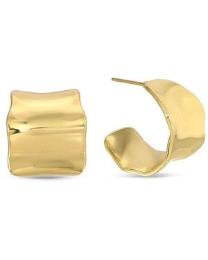 Eye Candy LA Golden Amelia Goldtone Hammered Stud Earrings - Metallic