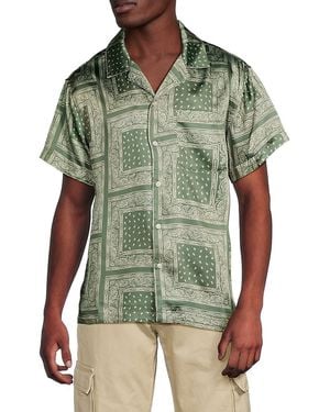 Wesc Satin Bandana Print Camp Shirt - Green