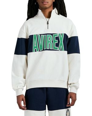 Avirex Logo-Embroidered Cotton Half-Zip Sweatshirt - Multicolor