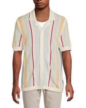 Ben Sherman Striped Cotton-Blend Camp Shirt - White