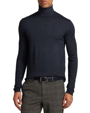 Saks Fifth Avenue Collection Vertical Ribbed Turtleneck Jumper - Blue