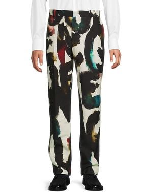 McQueen Watercolor Print Cigarette Pants - Black