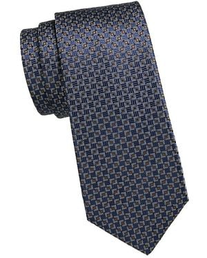 Canali Geometric Silk Tie - Blue