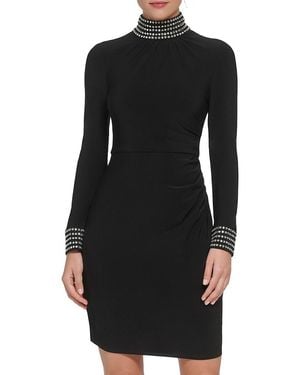 Eliza J Embellished Highneck Mini Dress - Black