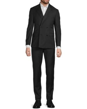 Calvin Klein Wool-Blend Double Breasted Suit - Black