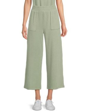 Andrew Marc Striped Cropped Wide-Leg Trousers - Green