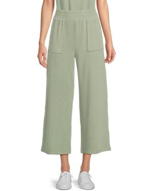 Andrew Marc Textured Cropped Wide-Leg Trousers - Green