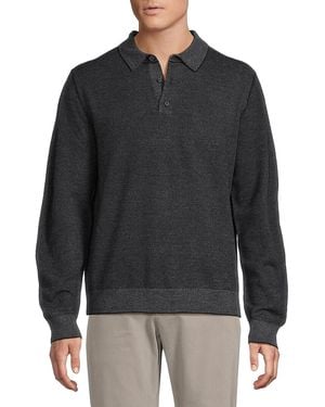 Vince Birdseye Merino Wool Polo Sweater - Grey