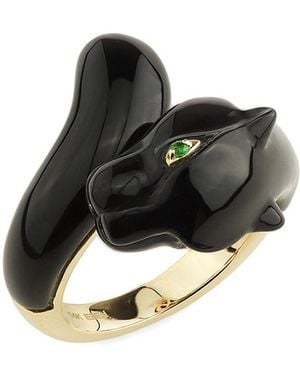 Effy 14K, Tsavorite & Onyx Panther Ring - Black