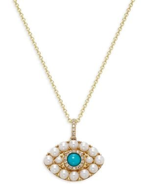 Effy 14K, 0.35 Tcw, 0.06 Tcw Diamond & Freshwater Pearl Pendant Necklace - Metallic