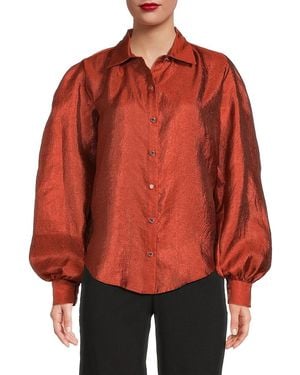 Halston Blouson Sleeve Shirt - Red