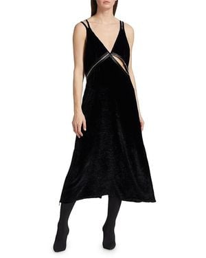 R13 Grunge Velvet Zip Midi-Dress - Black