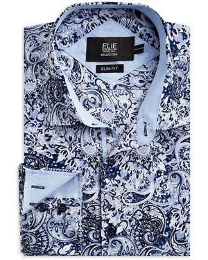 Elie Balleh Slim Fit Paisley Dress Shirt - Blue
